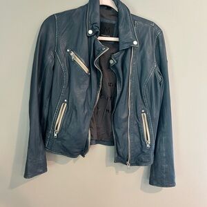 Mauritius Navy blue leather jacket